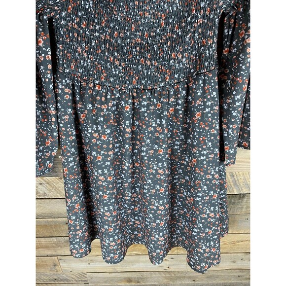 Oneyim Women's 30" Stretchy Bust Green Flowered Off Shoulder Long Sleeve Dress - Picture 6 of 11